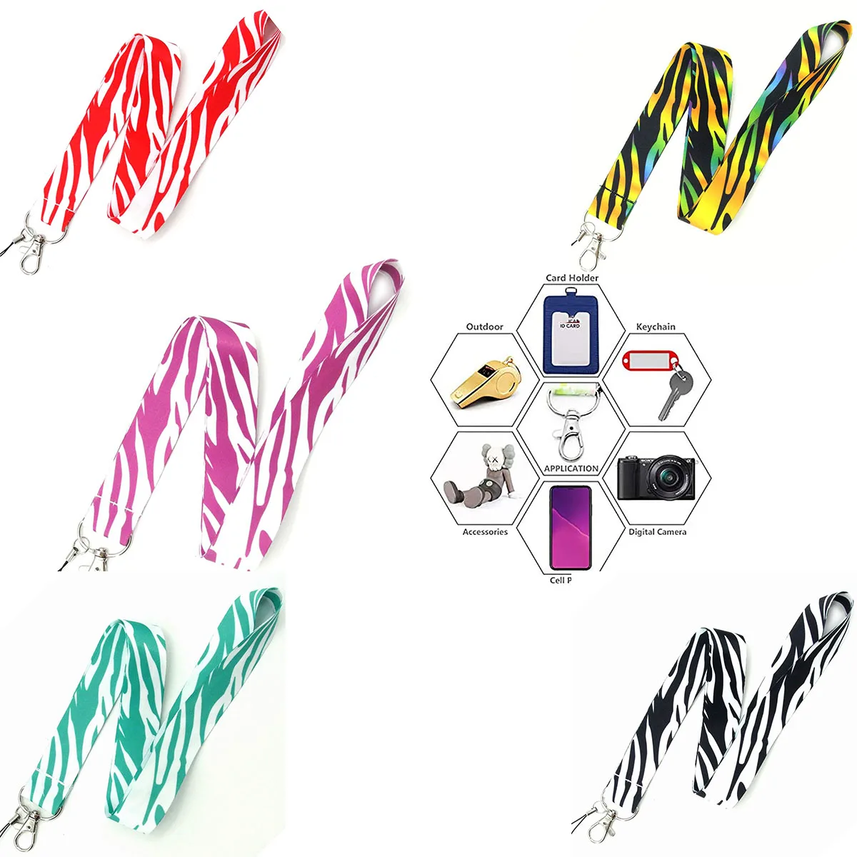 

Animal Print Mobile phone Lanyard Cute Lanyard, ID Badge Holder , Black White Zebra