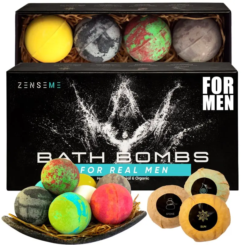 

8 упаковок 2,5 унций органических бомбочек для ванны для мужчин ручной работы с натуральными эфирными маслами от