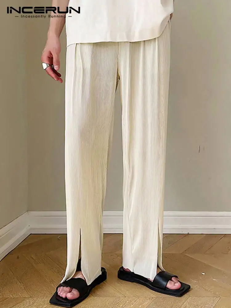 

Повседневные стильные новые мужские брюки с широкими штанинами, модные мужские свободные удобные драпированные плиссированные прямые брю...