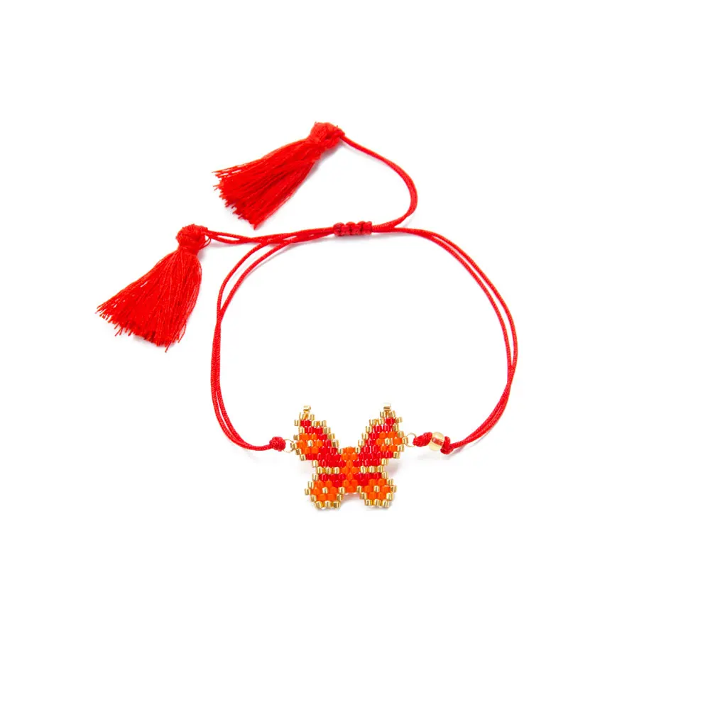 

YASTYT China Red Butterfly Pattern Bracelets Fashion Jewelry Miyuki Beads Handmade Woven Tassel Bracelets For Women