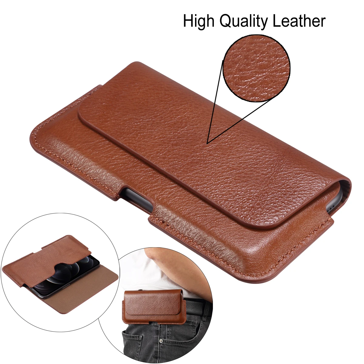 

Leather Case Phone Bag for Samsung A50 A51 A71 A70 S21 S22 Ultra S20 S9 S8 Plus Waist Bag Belt Cover for Huawei Mate 30 P40 P50