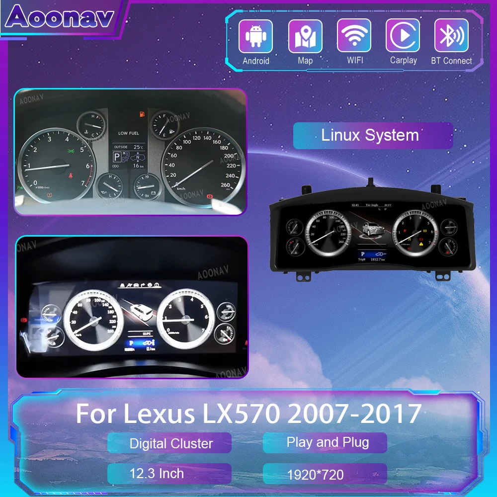 

Digital Cluster For Lexus LX570 2007 2008-2017 Dashboard Virtual Cockpit Display Speedometer Instrument LCD Screen Crystal Panel
