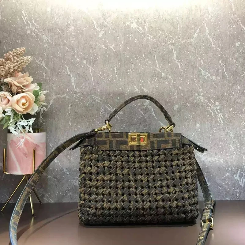 

Retro Design Style Jacquard Woven Hollow Leather Handbag Ladies New Fashion Personality Versatile Shoulder, Crossbody Bag