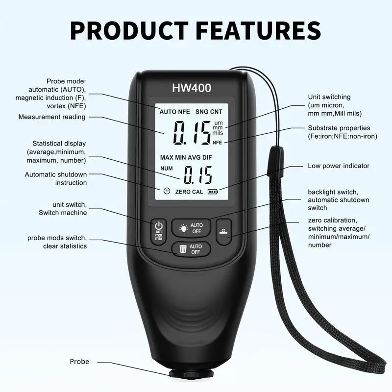 Измеритель толщины краски автомобильный измеритель с ЖК-дисплеем и высокоточным
