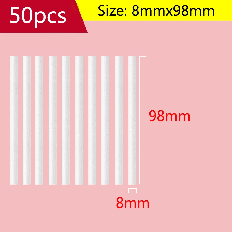 

8mmx98mm 50pcs Air Humidifier Aroma Diffuser Replacement High Quality Water Absorbing Cotton Swab Filters Universal Cuttable