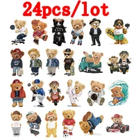 24pcslot iron on transfers thermal stickers iron on heat transfer cartoon bear stickers cute animal patches on clothes badge