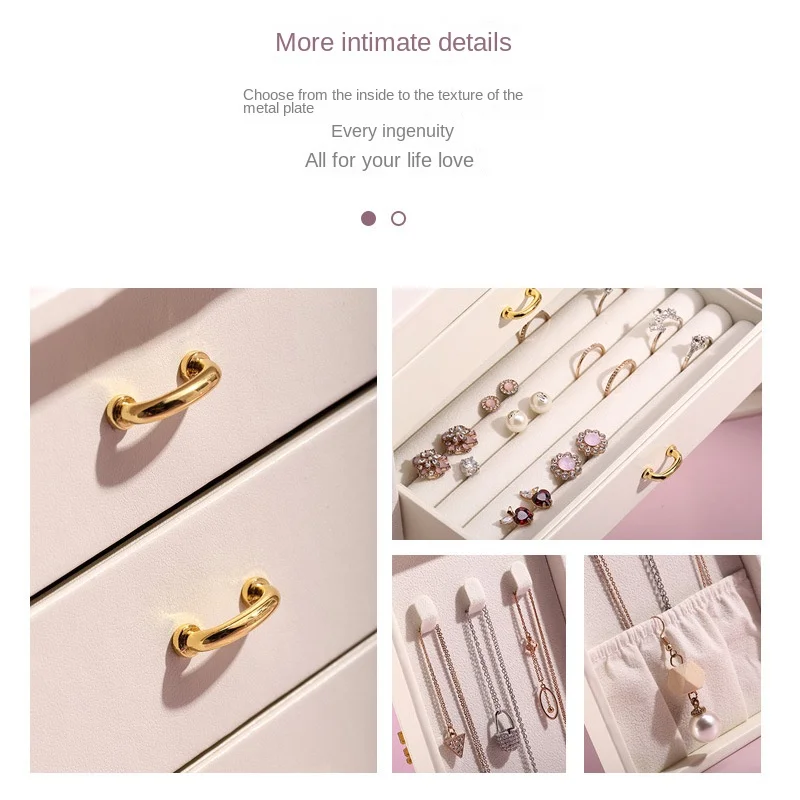 Jewelry Organizer Box Display 5 Layer Large Capacity Double Door Drawer Jewelry Display Organizer for Earrings Necklace Rings