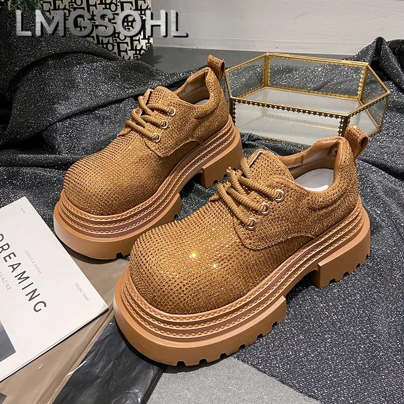 Женская обувь на плоской подошве с кристаллами новинка 2025 роскошные лоферы