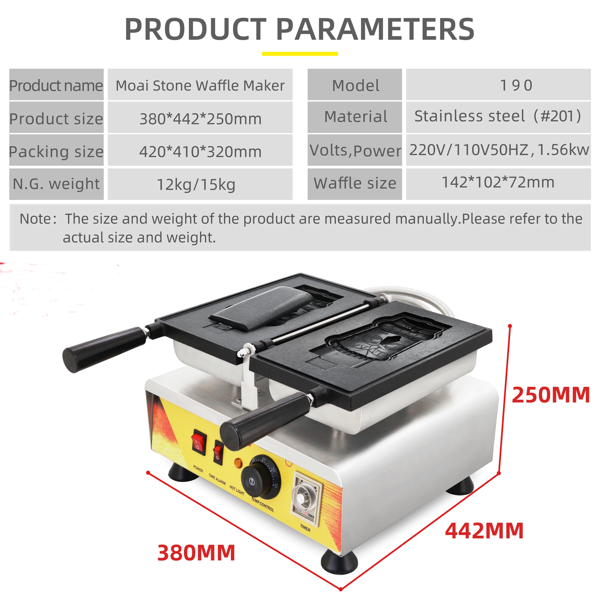 Commercial snack maker Moai stone custom waffle maker for sale ghadstore