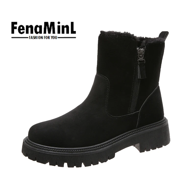 

2022 Women snow boots Plush zipper ankle flat shoes female Fashion winter keep warm snow booties winter office lady snow shoes