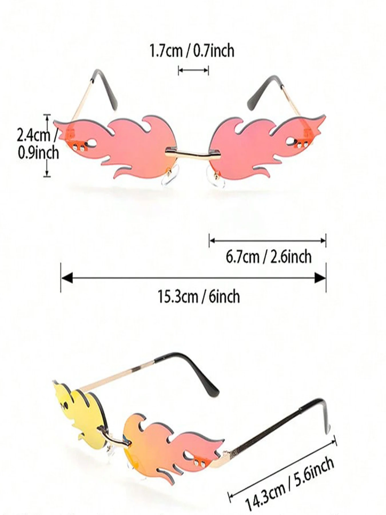 1 шт. унисекс металлические модные солнцезащитные очки в форме пламени для