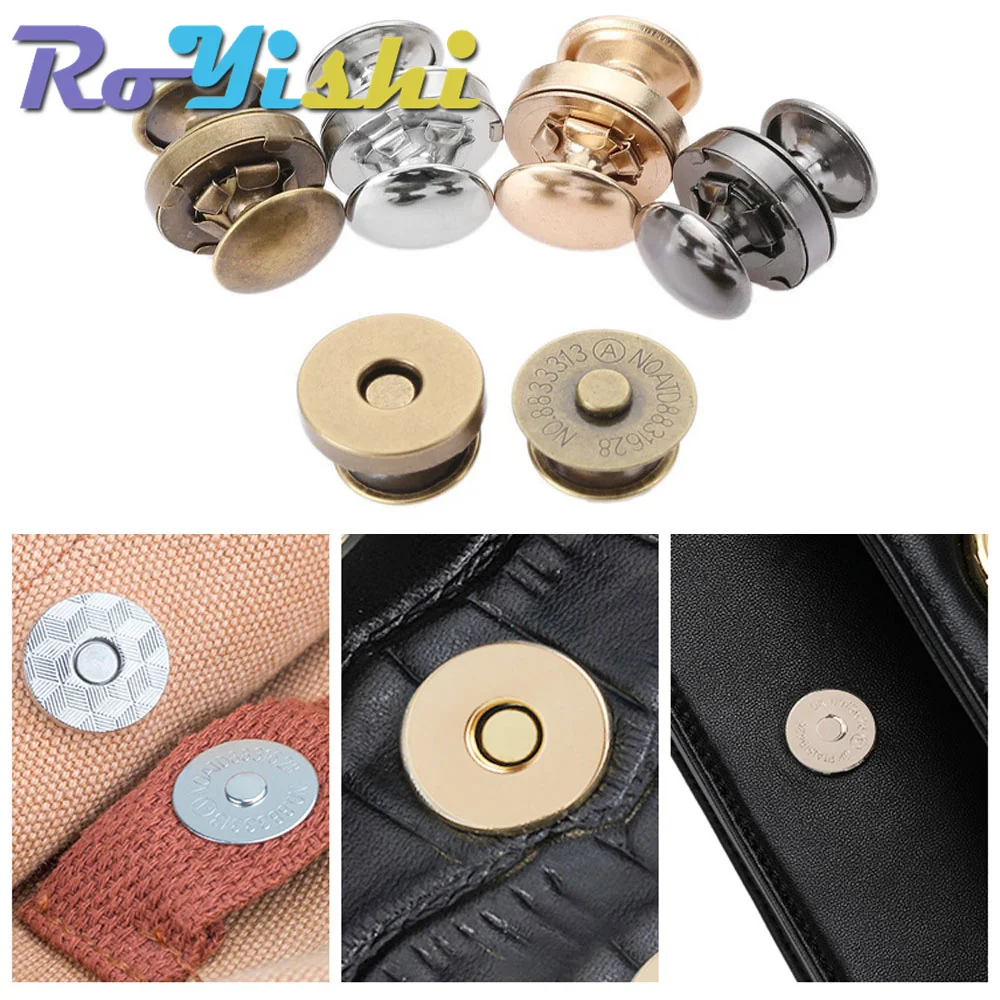 10 Sets Metal Double Rivet Magnetic Clasps Buttons Fastener Bag Press Buckle Purses Handbag Clothes DIY 14/18mm images - 6