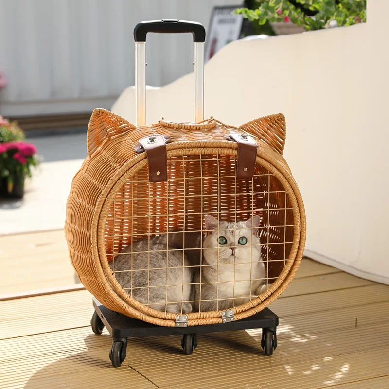 

Коляска для домашних животных, прогулочная тележка на колесиках, легкая портативная, для путешествий и прогулок с кошками, товары для домашних животных, подарок