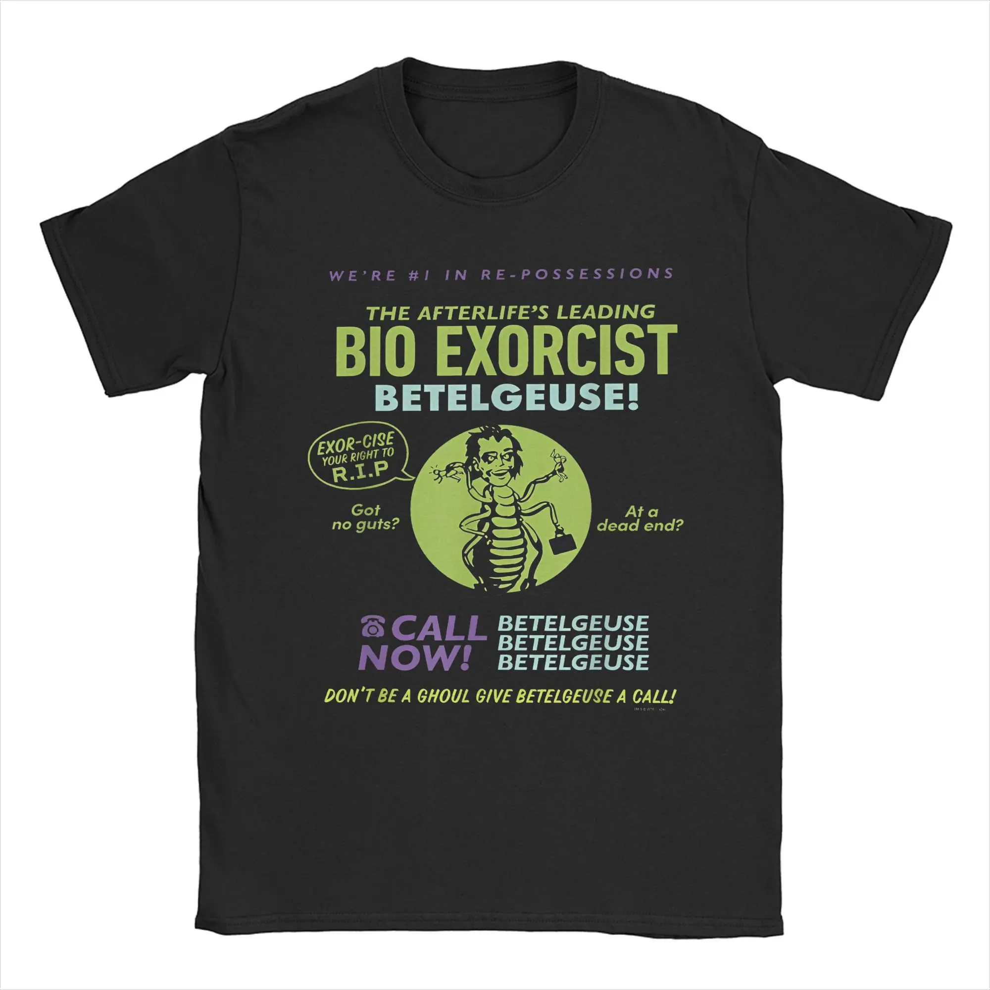 B-Beetlejuices Afterlife's Leading Bio Exorcist Ad T Shirts Men Cotton T-Shirts O Neck Halloween Horror Tees merchandise Summer