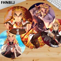 demon slayer rengoku kyoujurou small round mouse pad gaming keyboard table mat desk set accessories office desk accessories