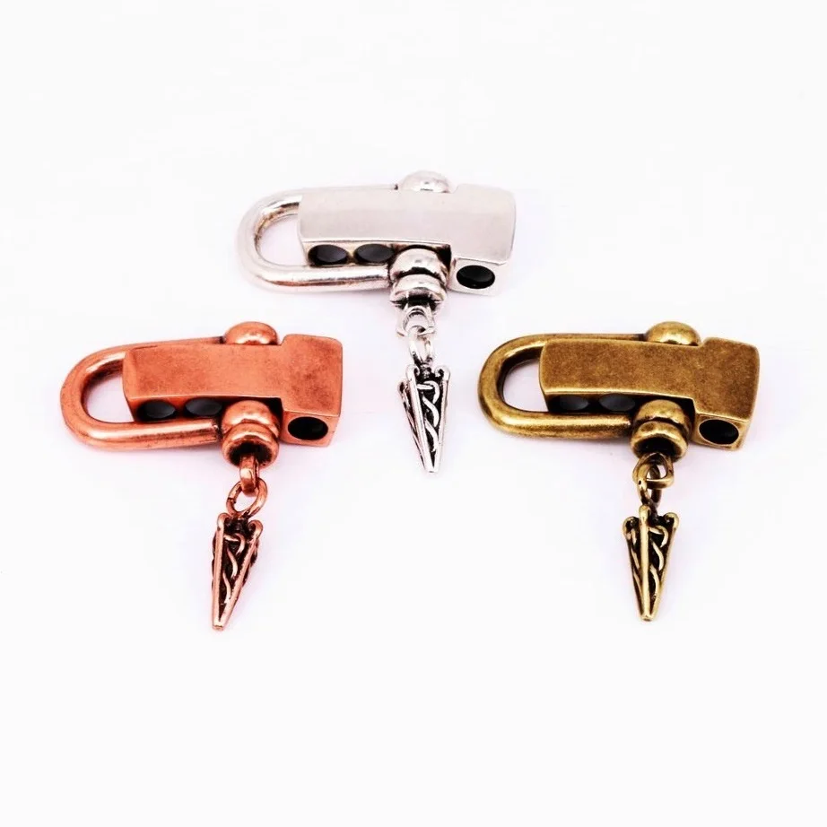 Paracord Buckles Connector Shackle Metal Charm Accessories U Shape Perforate Clip Clasp Copper Bead DIY Survival Bracelet Making