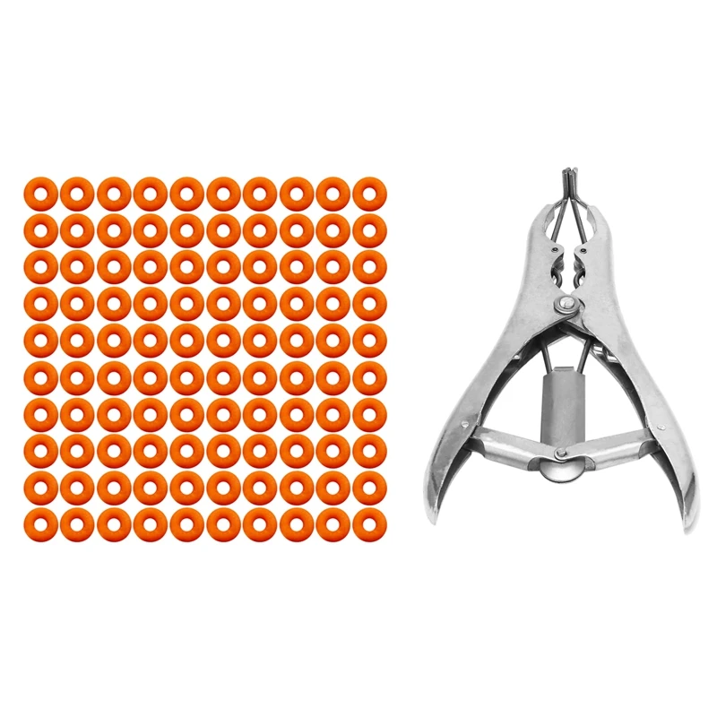 

Promotion! 1Pcs Farm Castration Bander Forceps Pliers Tail Dock Cattle Sheep Goat With 100Pcs Castrator Rings