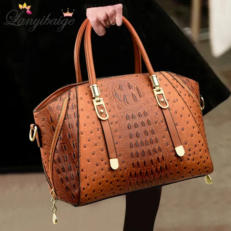 

Bags Handbags 2023 Alligator Women Leather Shoulder New Crossbody Sac Large Top-Handle Female Ladies For Casual Bag Luxury Tote