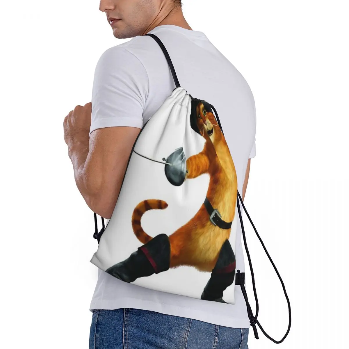 Сумка для хранения на шнурке портативные сумки Puss в ботинках продуктовые покупок