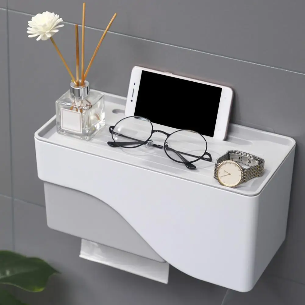 

Paper Holder Load Bearing Stable Hanging Wall Mounted Multi-function Toilet Paper Holder Rack Shelf Bathroom Hardware