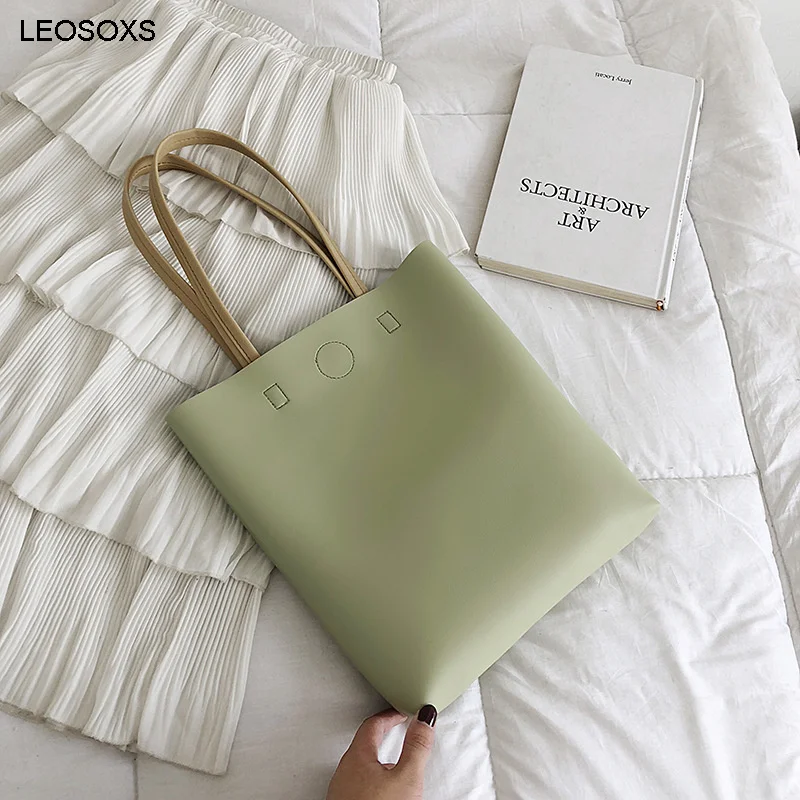 

2021 Women's Bag New Vertical Korean Fashion Solid Color Casual Shoulder Bag Large Capacity Portable Tote Bag