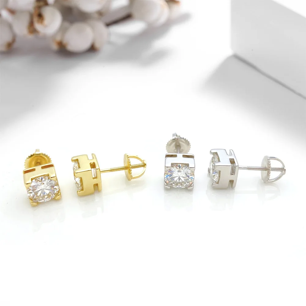 3-6.5mm Moissanite Diamond Earrings For Women Ear Studs Men High-End Jewelry Pass Tester Free Shipping