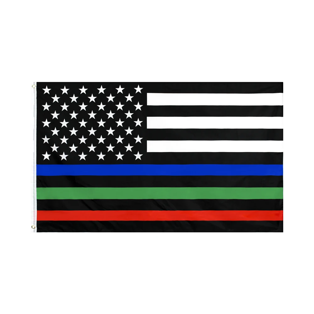 

60x90cm/90x150cm Thin Blue Red Green Line US Flag 2x3ft/3x5ft USA Banner