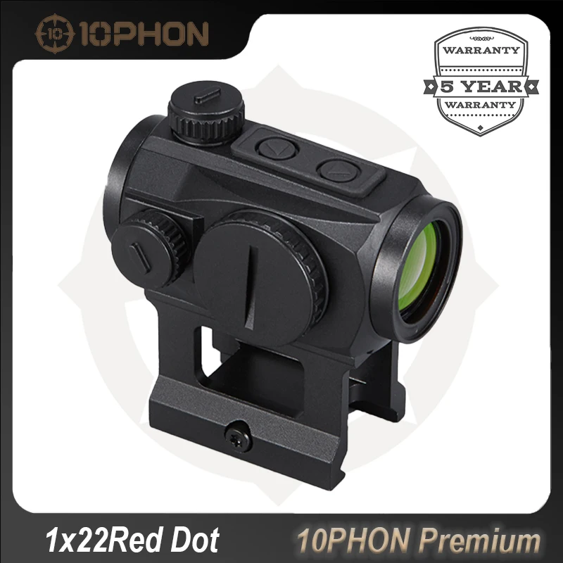 

10PHON 1x22 Red Dot Sight 3MOA Tactical Riflescope Hunting Optics Scope Sight with 21mm Picatinny Mount Hunting Accessories