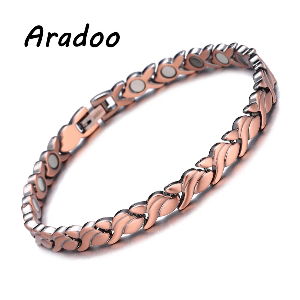 

ARADOO Fashion luxury personality red copper wheat ear magnetic energy health bracelet Magnet health care copper bracelet