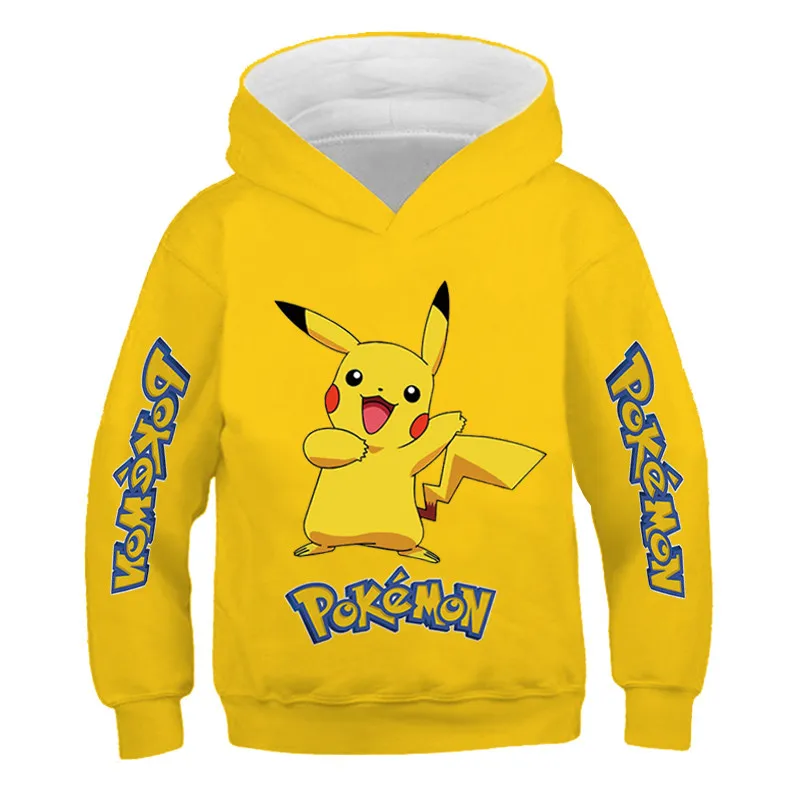 

2-12 Years Kids Hoodies Pikachu Pokemon Sweatshirt Long Sleeve Children Clothes Boys/Girl Cool Cute Tops Kids Size 2-12T