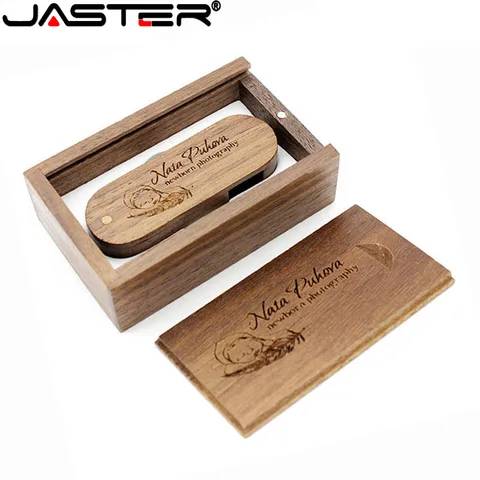 JASTER (1 шт. бесплатный логотип) Деревянный USB + коробка USB флэш-накопитель 64 ГБ 16 ГБ 32 ГБ флэш-накопитель для фотографии свадебный подарок