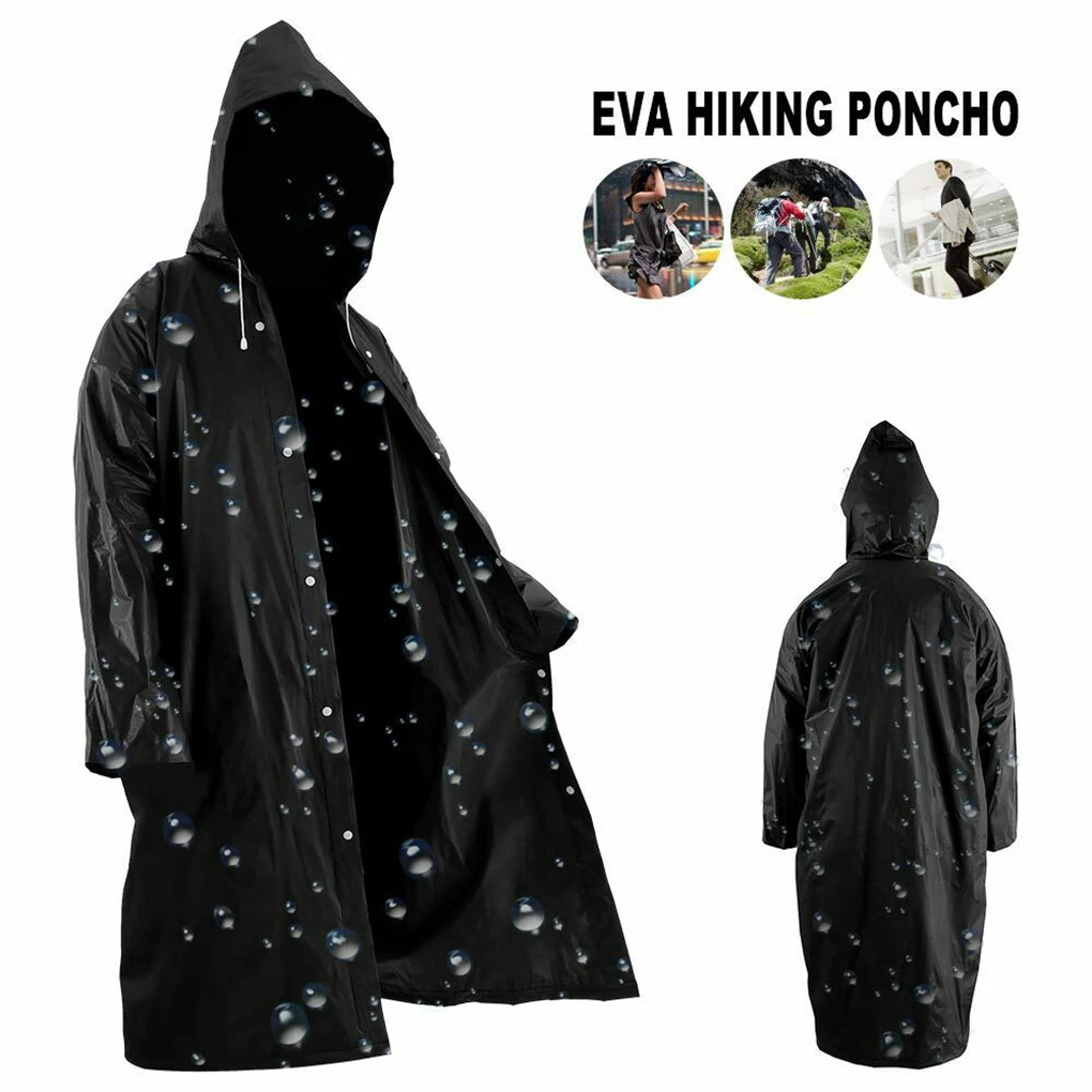 1PCS High Quality EVA Unisex Raincoat Thickened Waterproof Rain Coat Women Men Black Camping Waterproof Rainwear Suit