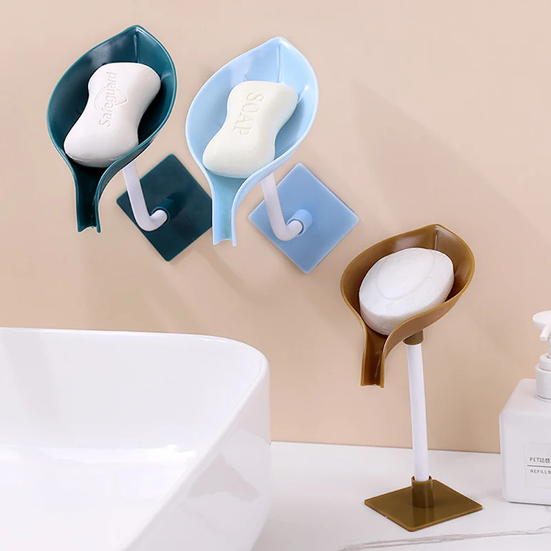 

1PC Leaf Shape Suction Cup Soap Dish Wall-mounted Dual Purpose Soap Dish For Bathroom Soap Holder Stand Box Bathroom Accessories