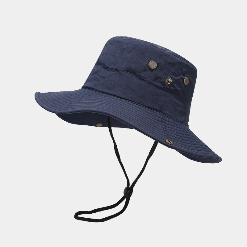 

Quick Drying Sun Protection Adjusting Rope Men Fisherman'S Hat Shade Summer Solid Color Waterproof Basin Cap Fishing Hat