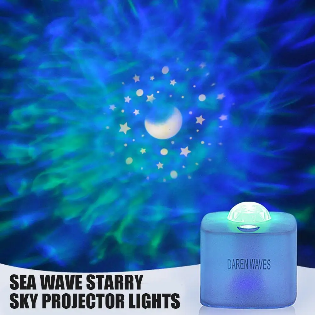 

USB Ocean Waving Starry Sky Projector Night Light Colorful Romantic Atmosphere Lamp Bedroom Decoration Lights For Kids Gift