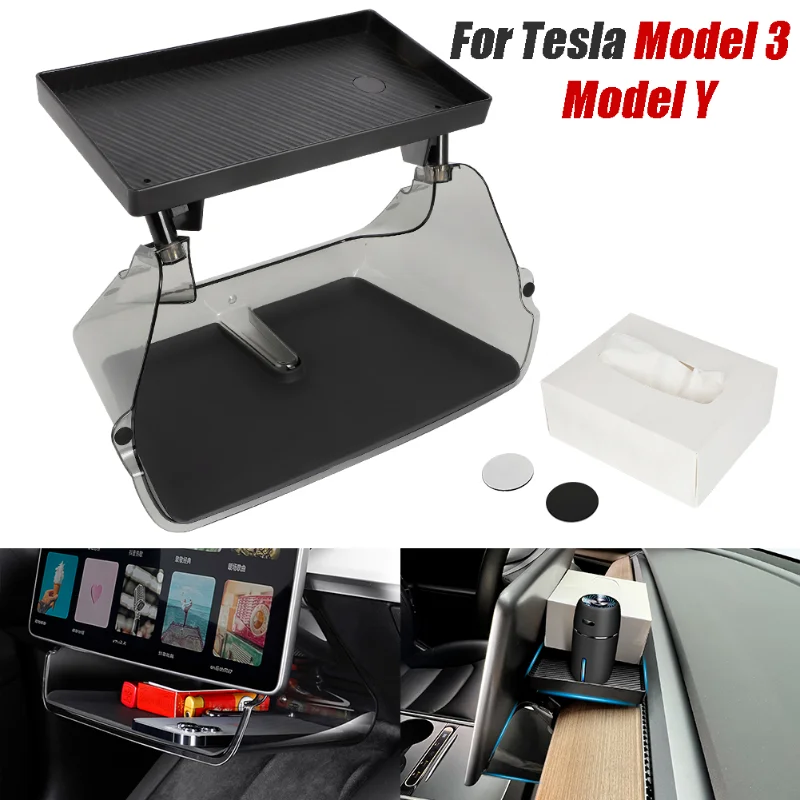

Органайзер для приборной панели Tesla Model 3/Y, держатель для салфеток, Glovebox, центральный органайзер для консоли, лоток, магнитный ящик для хранения под экраном