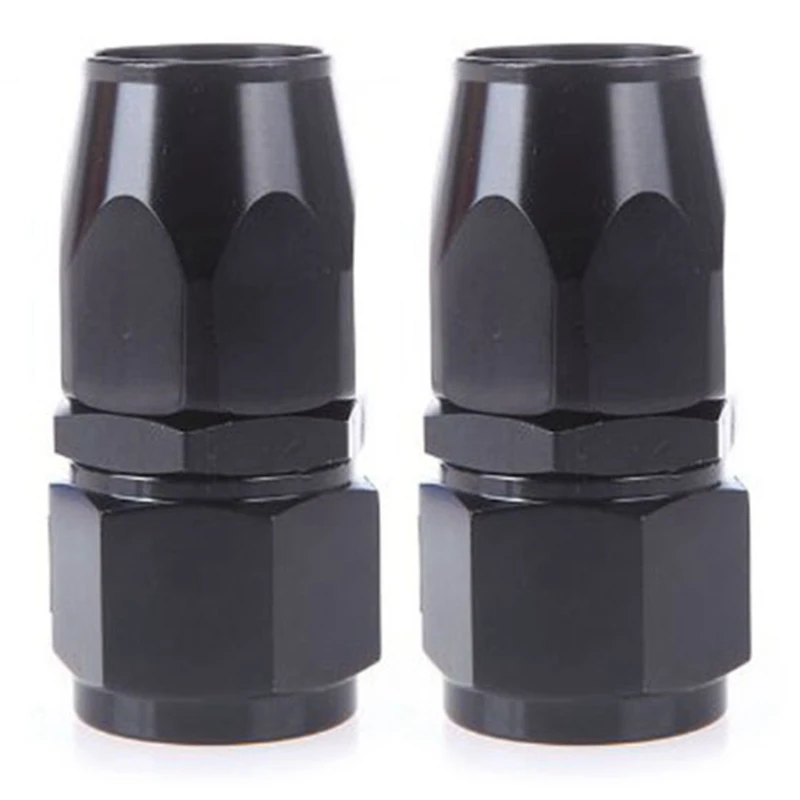 

2X AN10 Straight Swivel Oil Fuel Hose End Fitting Adapter Aluminum Black