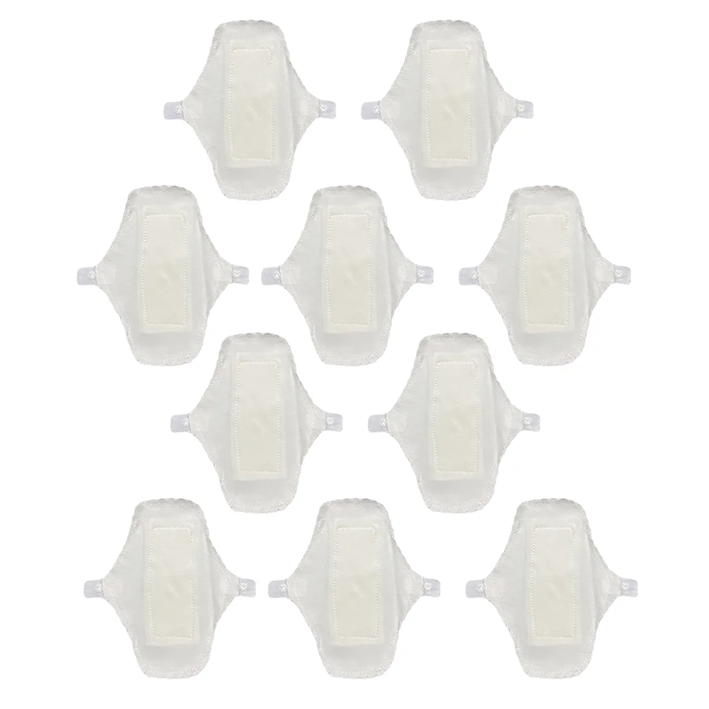 

10 Pcs Washable Menstrual Cloth Sanitary Napkin Belt Pad White Waterproof Cotton Miss