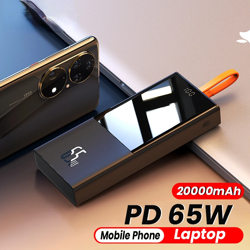 

Внешний аккумулятор PD, 65 Вт, 20000 мАч, для iPhone 12, Samsung, Xiaomi Ma