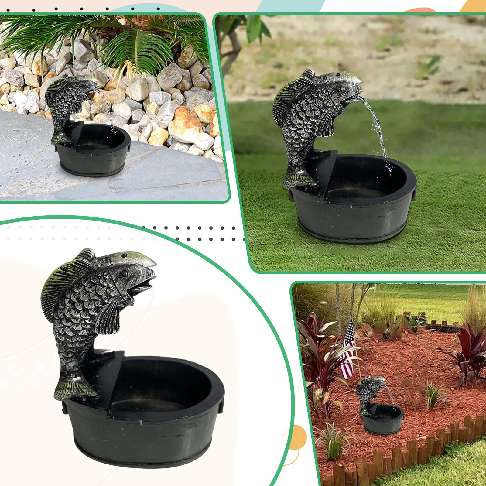 

Geyser Yard Art Decor Courtyard Art Decoration Funny Resin Crow Water Statue