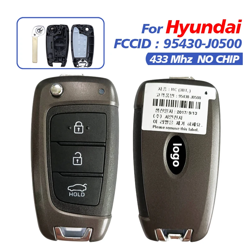 

Original Hyundai 3 Button Smart Remote Key CN020189 433MHz 95430-J0500 95430-H5500 95430-H5600 Universal For 2018 2019 Accent