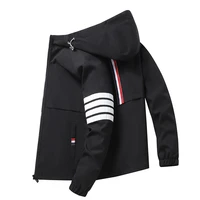 spring and autumn new four bar hooded jacket mens casual fashion trend autumn jacket mens top mens jacket parkas coats
