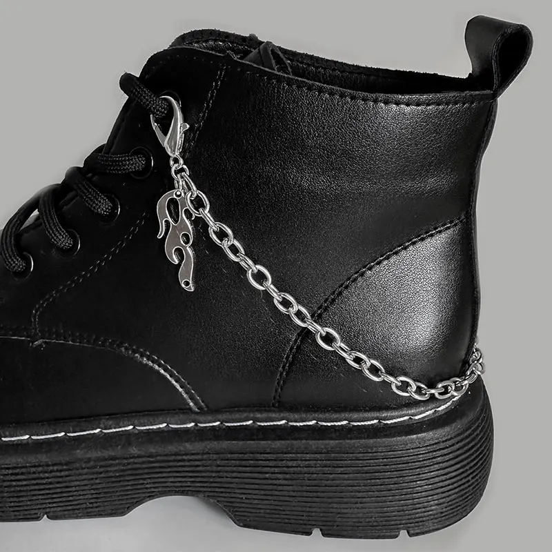 2PCS Punk Hollow Heart Stainless Steel Chains Shoe Buckles Vintage Martin Boots Canvas Shoes Chains Accessories Hip Hop Jewelry