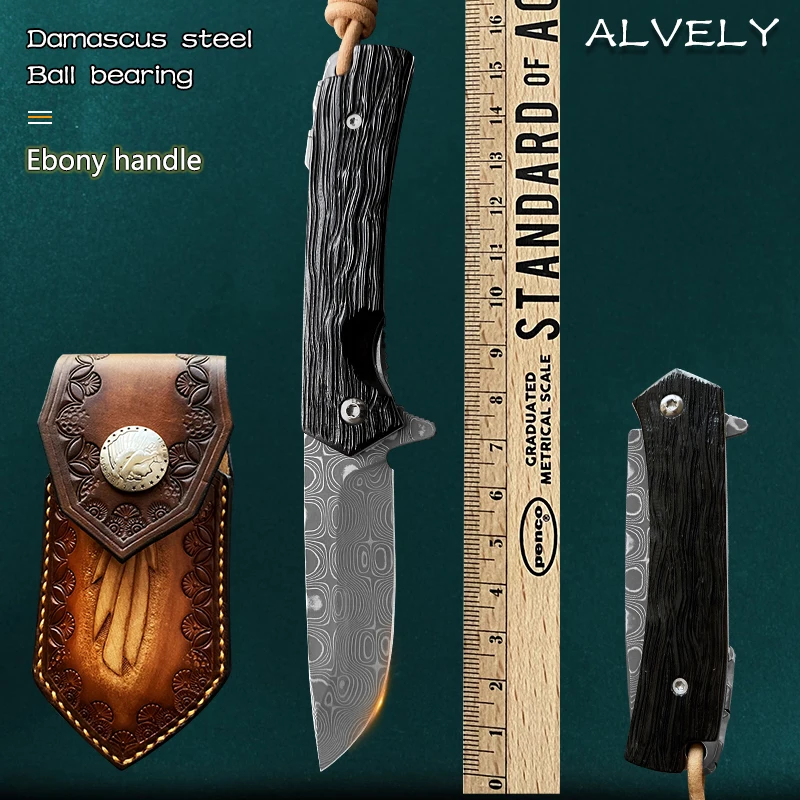 VG10 Damascus Steel Folding Tactical Knife Outdoor Camping Self-Defense Small Folding Knife Jungle Mountaineering Portable Knife