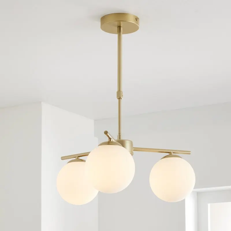 

Beautiful Globe Ceiling Light with 3pcs of Burnished Brass T6 Bulbs Included for a Pleasant Illumination.
