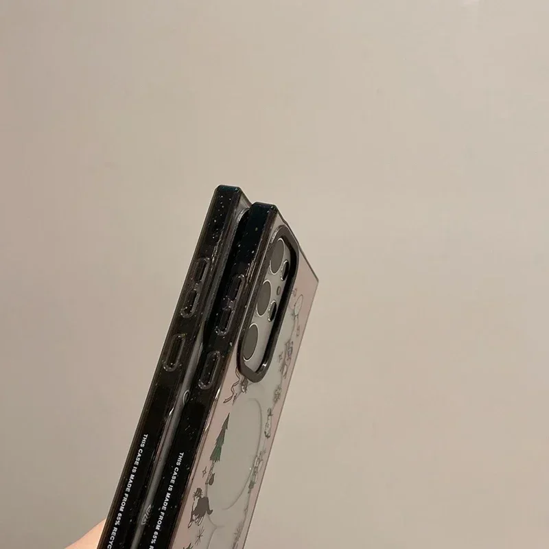 Черный Защитный акриловый чехол MagSafe с изображением кота для Samsung Galaxy S24 U S23U S22 Ultra