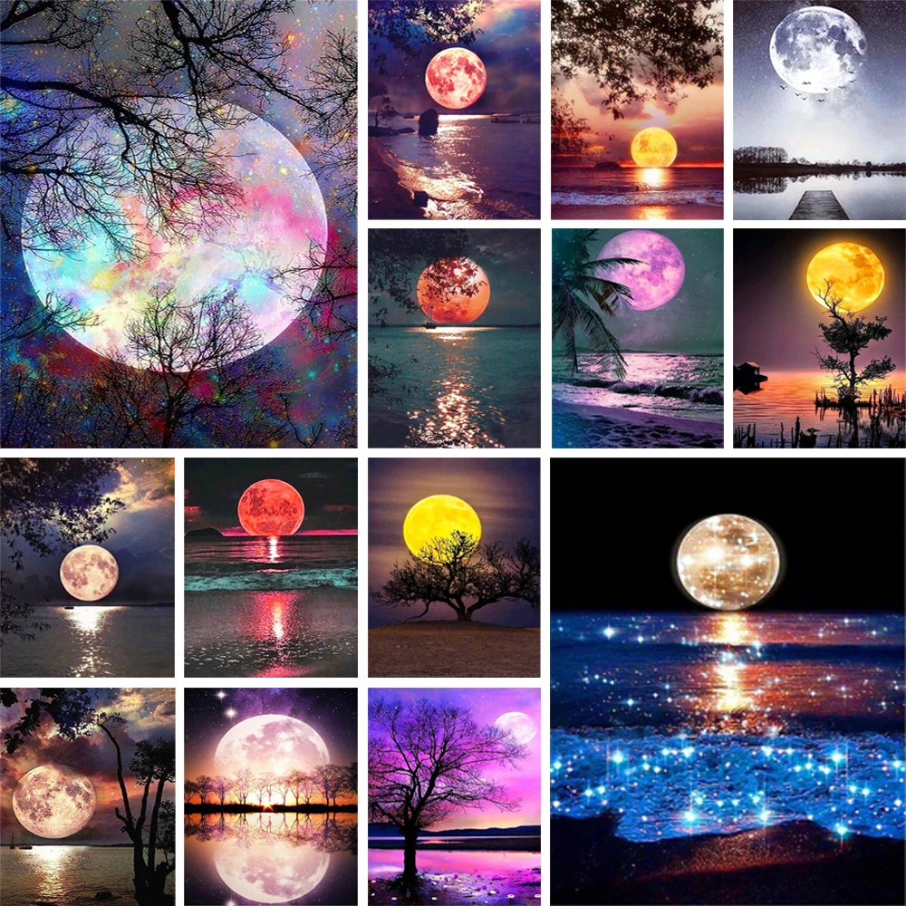 

Алмазная 5D Вышивка «сделай сам», картина с полумесяцем, полная круглая Алмазная вышивка, пейзаж, вышивка крестиком, мозаика, распродажа, укр...