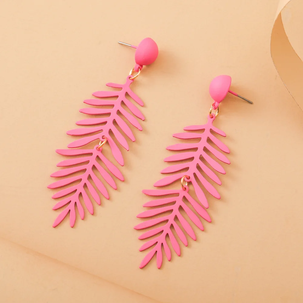 

Fashion Creative New Colorful Lacquer Leaf Earrings Sweet Fresh Leaf Long Pendant Earrings Leisure Vacation Women's Jewelry Gift