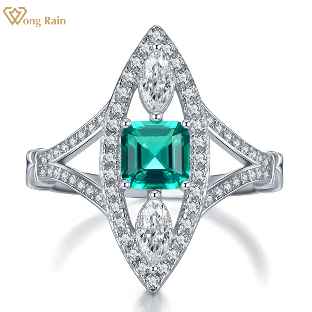 

Wong Rain 925 Sterling Silver Asscher Cut Paraiba Tourmaline High Carbon Diamond Gemstone Marquise Ring Fine Jewelry Wholesale