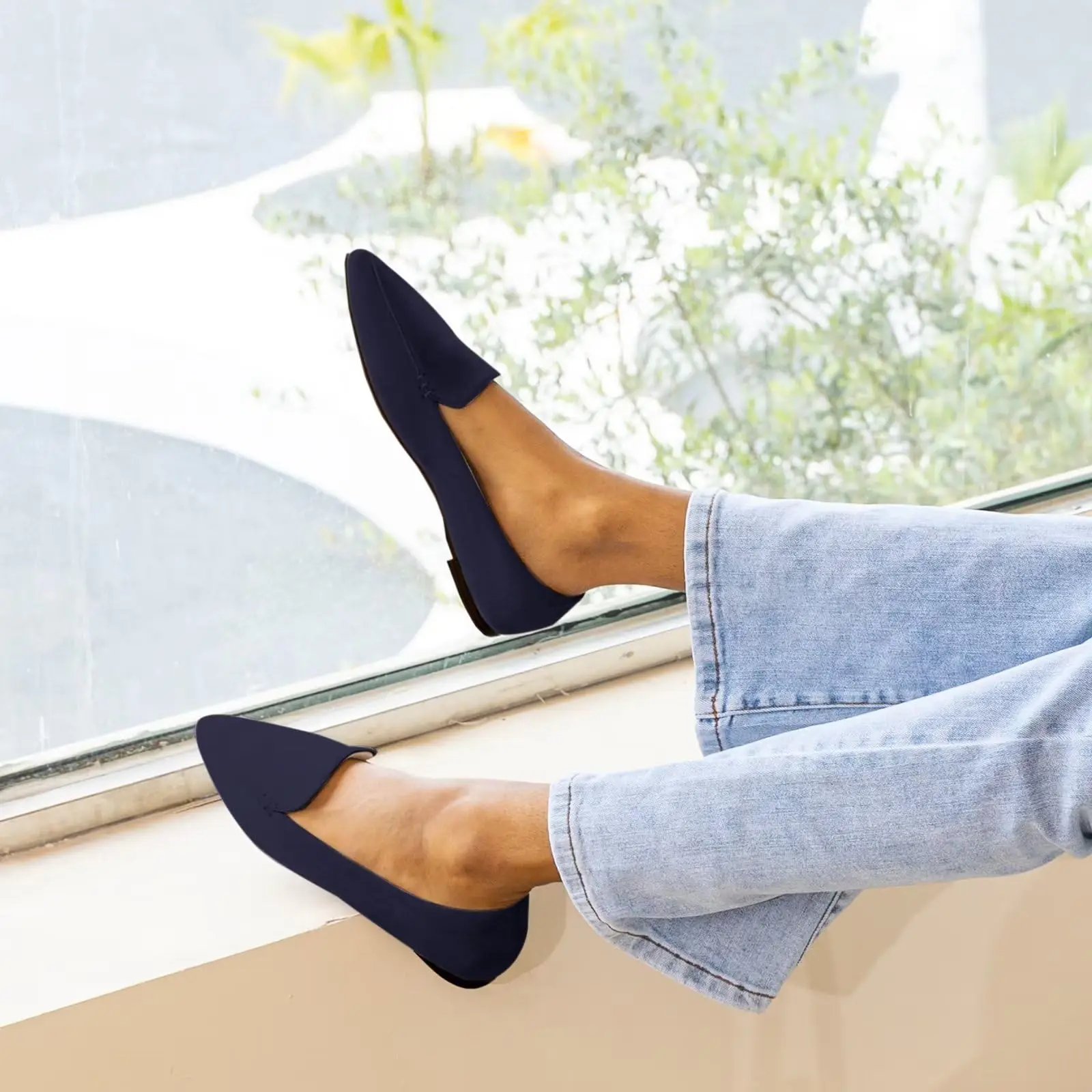 Туфли MUSSHOE женские с острым носком балетки без застежки Классическая мягкая